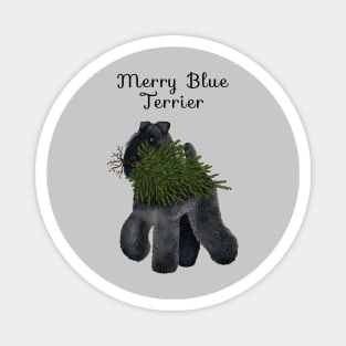 Merry Blue Terrier (Grey Background) Magnet